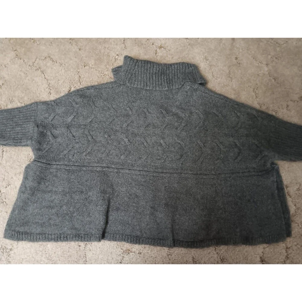 Eileen Fisher size L Gray Cashmere Wool Oversize Boxy Sweater Cowl Neck - Picture 4 of 6